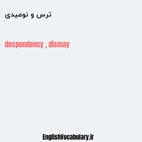 معنی و ترجمه "ترس و نومیدی" به انگلیسی