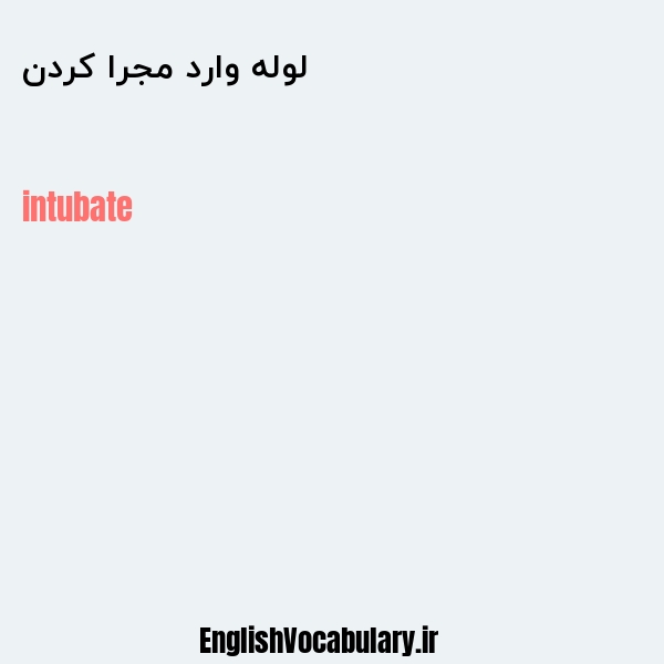 لوله وارد مجرا کردن به انگلیسی